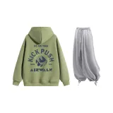 Комплект (Мох Зеленый Топ + Светло-Серые Повседневные Штаны)