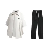 Комплект (Ecru рубашка + черные повседневные штаны)