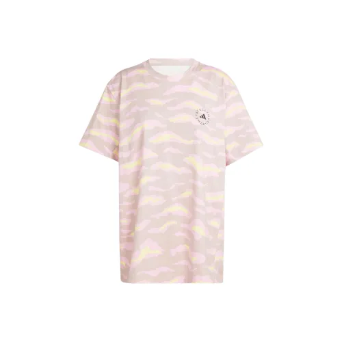 Adidas x Stella McCartney Т-рубашка с оборванным плечом женская розово-красная