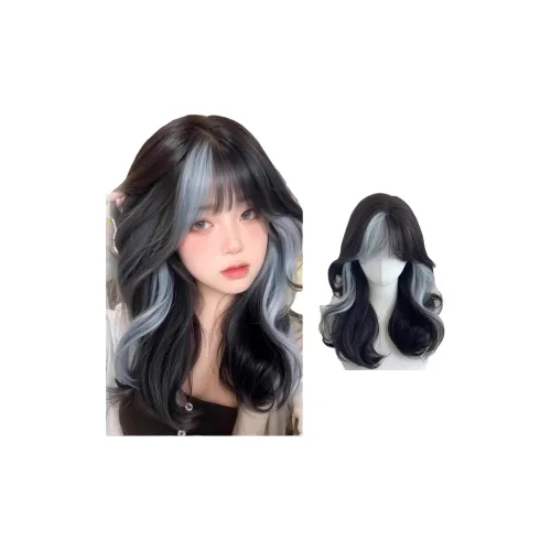 QIYEXUE Летний Детский Синий Forehead Tie Dye Длинные Кудрявые Волосы Парик