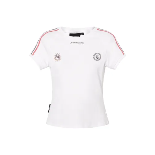 ROCAWEAR Стандартная футболка унисекс белого цвета
