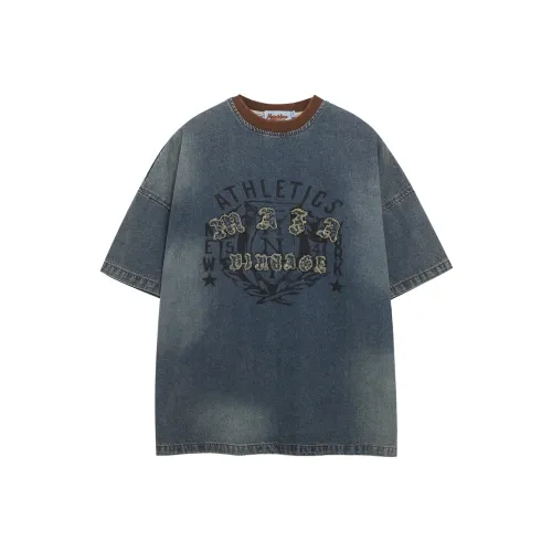 WAYHWEI Т-рубашка с оборванным рукавом женская джинсово-синий