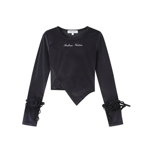 ANDREA MARTIN Crop Top Женский Черный