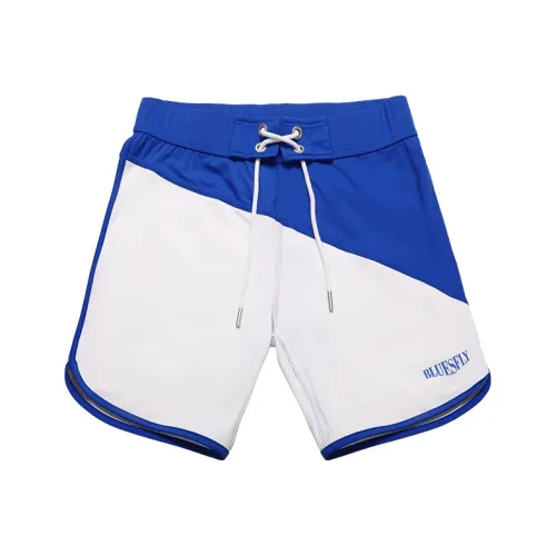 BLUESFLY Спортивные шорты Мужские Белый Твил Синий