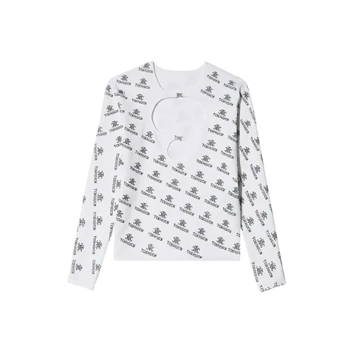 TCH Белый с Черным логотипом Женские Короткие топы