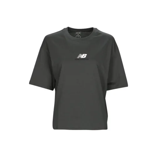 New Balance Athletics Remastered Простой Вязаная модель Loose Fitting T Рубашка T Рубашка Женские Серый