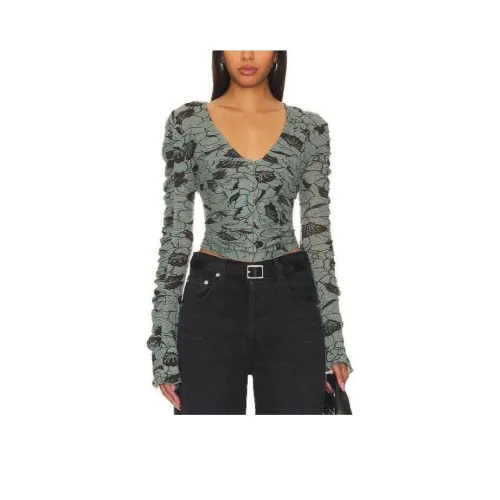 FREE PEOPLE Стандартная футболка женская серая