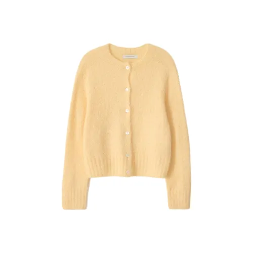 NOTHING WRITTEN Альпака KNIT Кардиган Свитер Женские Яйцо Яично-желтый