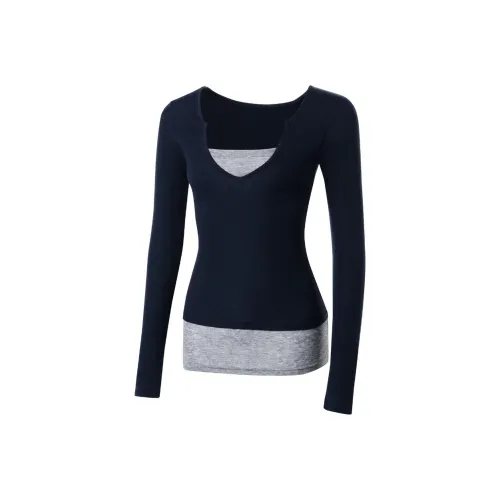 POPO.INFO Mock Два предмета Длинный рукав Т-рубашка Женская