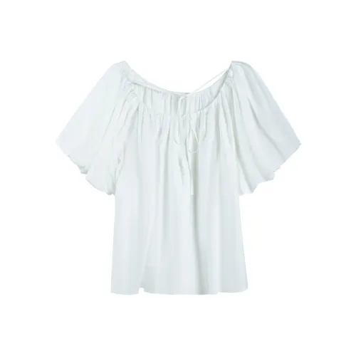 THE SEA LIFE Рукав буф T Рубашка Женская Облачный Белый