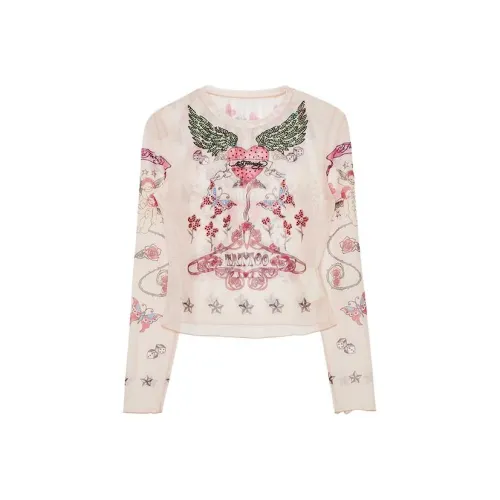 Ed Hardy Слоновая кость Женские Футболки