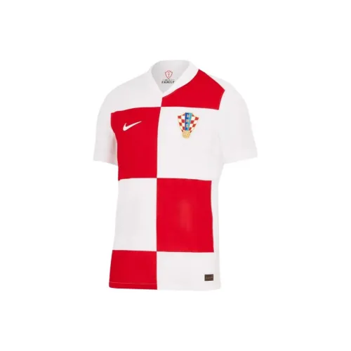 Nike Croatia 2024 25 Match Домашний Футбол Джерси Мужской Белый Университетский красный