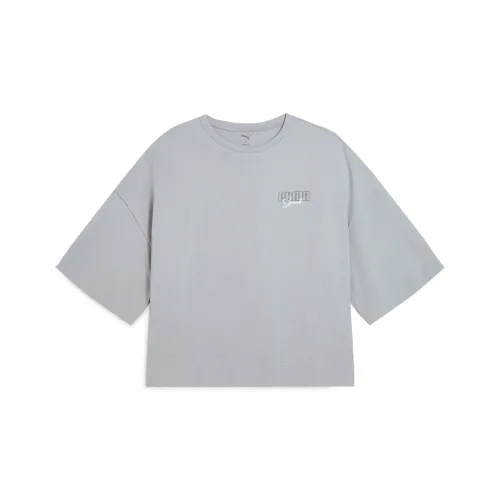 PUMA Elevatedgraphic Рукав с оборванным плечом T-рубашка Женская Светло-серая