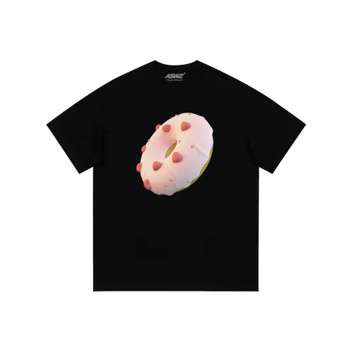 ASWZ Круглый вырез Свободный крой Прямой крой Короткий рукав Т-рубашка Женская