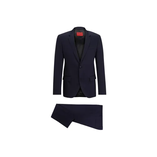 Hugo Boss SS24 Slim Fit костюм из эластичного хлопка и сатина мужской бизнес-костюм темно-синий