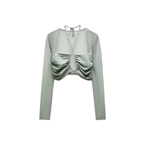ZARA CROP TOP Женские Озерный зеленый