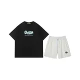 Черная рубашка с коротким рукавом + белые шорты