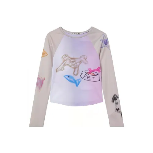 OPEN YY Реглан-рукав T-рубашка Женская Светло-фиолетовая