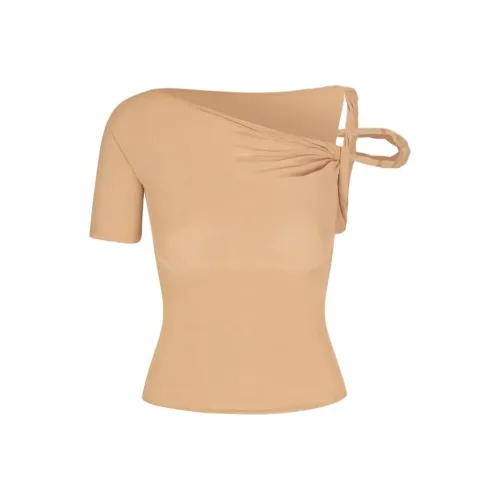 Khy DROP 004 Mesh Elastyczny TWISTED Тор T Shirt Женская Телесный Нюд