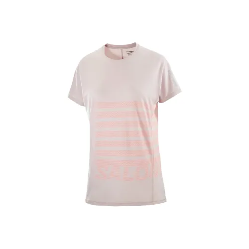 Salomon Sense AEROGRAPHIC Стандартная T-рубашка Женская Светло-розовая Огненно-красная