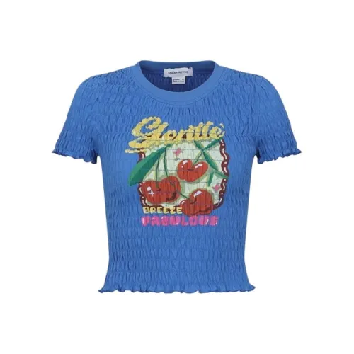 URBAN REVIVO Стандартная T-рубашка Женская Синяя