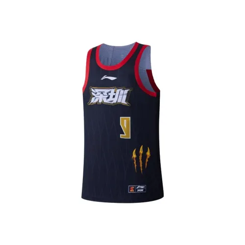 LINING CBA Collection Коллекция Баскетбол Jersey 23 24 Сезон Фанатская версия Шэньчжэнь Команда Zhou Peng Размер 9 Мужской Черный