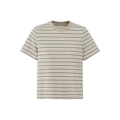 EVISTUB Tee Короткий рукав T-рубашка Женская Хаки Коричневый Полосы