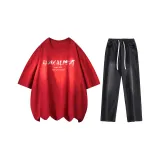 Комплект (бордовый топ+черные брюки)