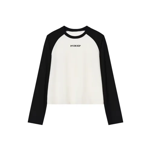 MODITEC Прямой крой Длинный рукав Т-рубашка Женская Белая