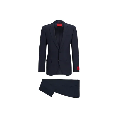 Hugo Boss Костюм с клеткой Slim Fit из эластичной шерсти смесь деловой костюм для мужчин темно-синий