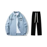 Комплект одежды (Синий топ + Черные повседневные штаны)