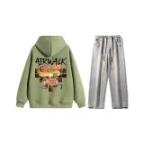 Комплект (Мох Зеленый Топ + Светло-Синие Джинсы)