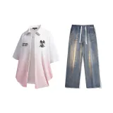 Set (White Pink Shirt + Nostalgic Blue Jeans)  
Комплект (Белая Розовая Рубашка + Ностальгические Синие Джинсы)