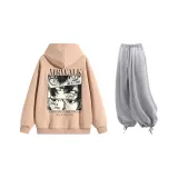 Комплект (Розовый топ + Светло-серые повседневные штаны)