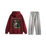 Set (Burgundy Top + Light Blue Jeans)  
Комплект (Бордовый топ + Светло-синие джинсы)