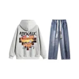 Set (Фотиния Серый Топ + Темно-Синие Джинсы)