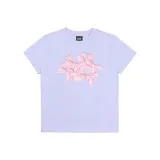 Фиолетовый розовый с принтом.