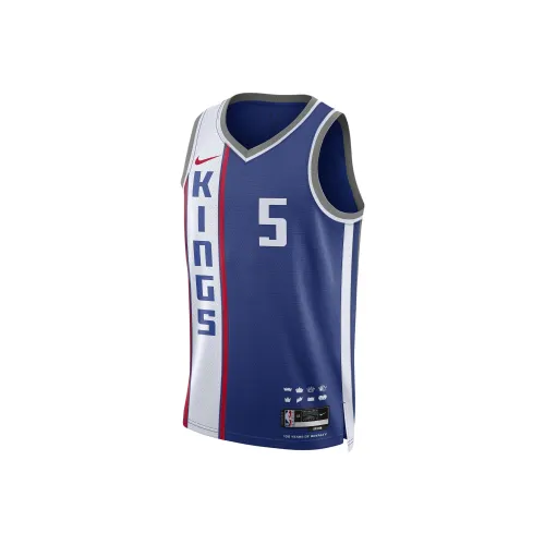 Nike De'Aaron Fox Sacramento Kings Городской Edition 2023 24 Баскетбольная Джерси Sacramento Kings Fox Размер 5 Мужская Темно-синяя