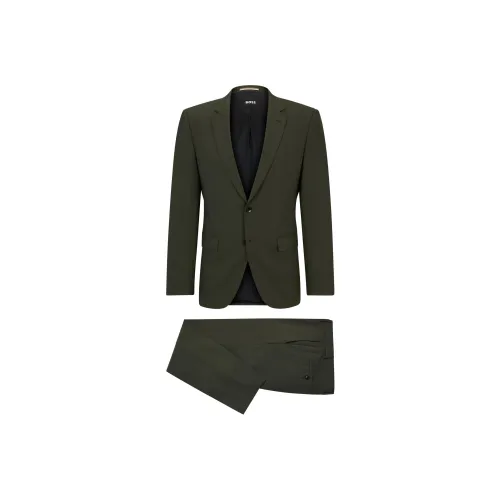 Hugo Boss Slim Fit костюм из эластичной шерсти с защитой от морщин мужской зеленый