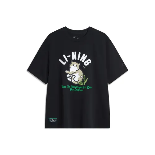 LINING Рукав с оборванным плечом T-рубашка Женская Черная