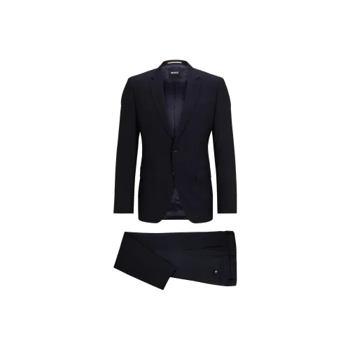 Hugo Boss Slim Fit Двухкомпонентный костюм из шерсти для деловых встреч Мужской морской синий