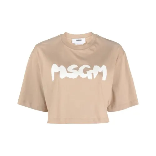 MSGM Т-рубашка с оборванным рукавом женская светло-коричневая