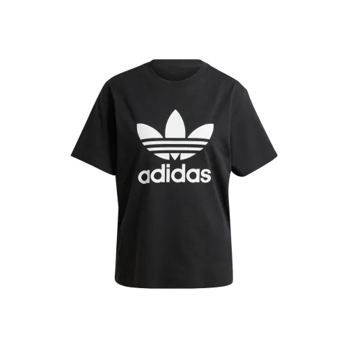 Adidas Originals TREFOIL TEE Рукав с оборванным плечом T-рубашка Женская Черная