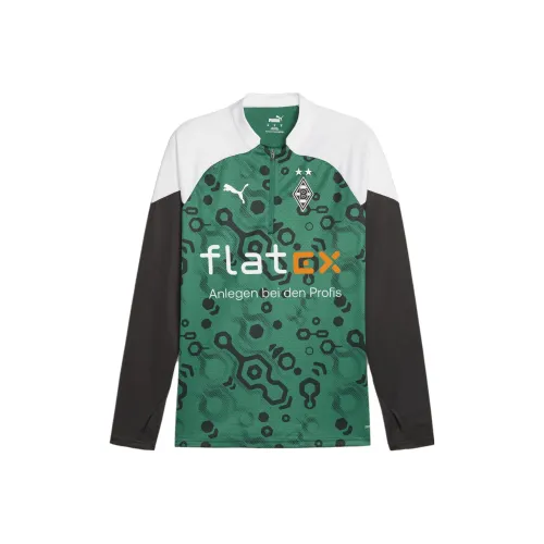 PUMA Тренировочный топ 23 24 с молнией Футбол Джерси Мужской Зеленый