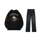 Чёрный (с длинным рукавом) + Чёрный Серый Джинсы