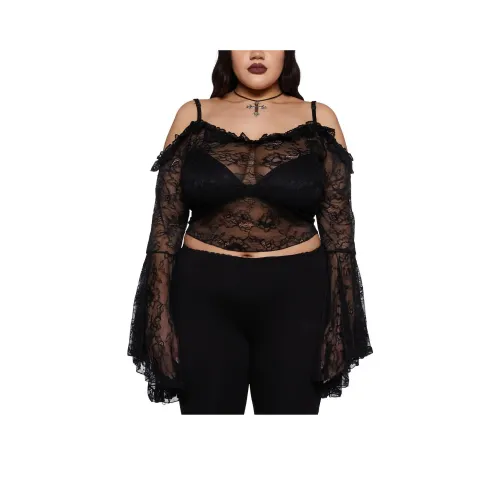 Dolls Kill Widow Plus Gothic с Grace Mesh Top Crop Top Женские Черный Черный