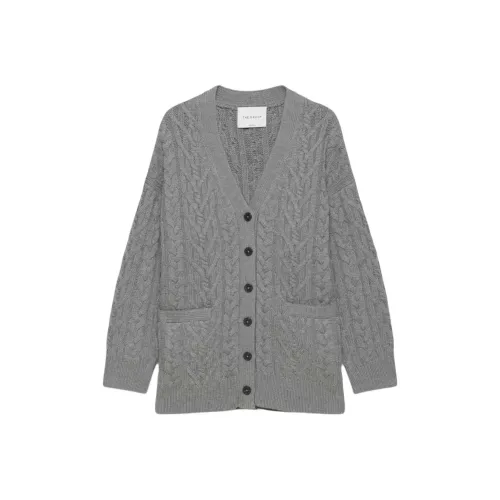 Aritzia FW24 The Group By Babator Untether Мериносовая шерсть Кардиган Свитер Женские Темный GREY Вереск Темно-серый