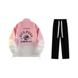 Комплект (Розовый топ + Черные повседневные штаны)