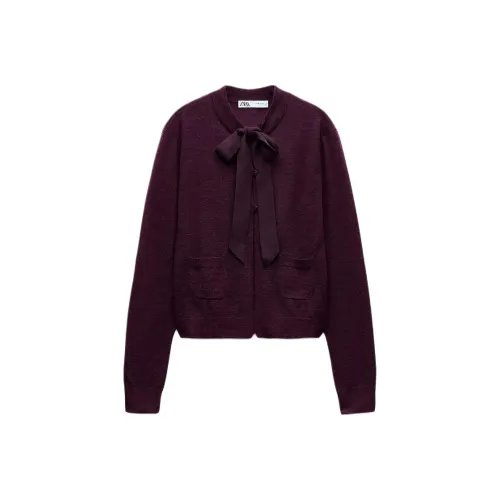 ZARA Женские свитеры баклажаново-фиолетового цвета