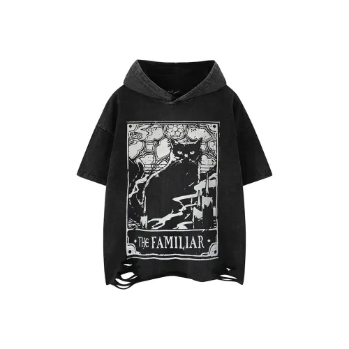 YEARNED Рукав с оборванным плечом T-рубашка Унисекс Черный